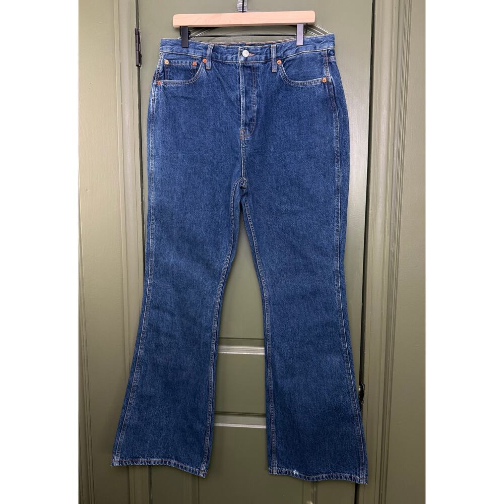 NWT RE/Done The Riding Jean Button Fly Flare Denim Faded Rider Dark Wash Blue 31